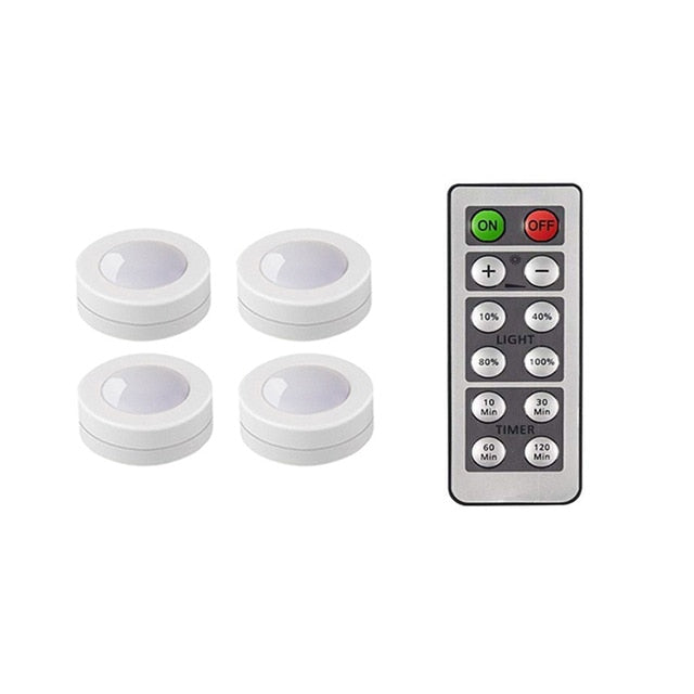 Touch Sensor LED Under Cabinets Lights Dimmable LED Puck Light For Kitchen Wardrobe Stair Closet Night Lamp Battery Powered
