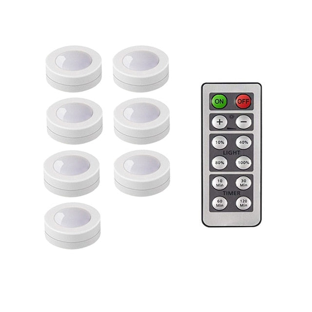 Touch Sensor LED Under Cabinets Lights Dimmable LED Puck Light For Kitchen Wardrobe Stair Closet Night Lamp Battery Powered