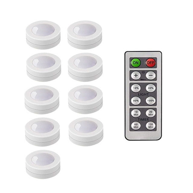 Touch Sensor LED Under Cabinets Lights Dimmable LED Puck Light For Kitchen Wardrobe Stair Closet Night Lamp Battery Powered