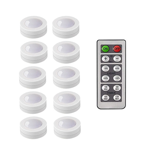 Touch Sensor LED Under Cabinets Lights Dimmable LED Puck Light For Kitchen Wardrobe Stair Closet Night Lamp Battery Powered