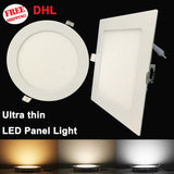 Ultra Thin Led Panel Downlight 20pcs 3W 6W 9W 12W 15W 18W Round/Square LED Ceiling Recessed Light AC85-265V LED Panel Light bulb