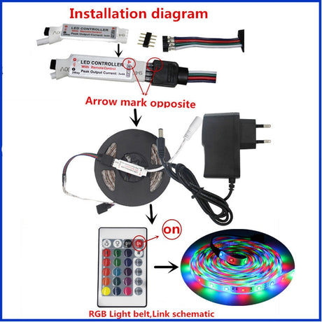 Waterproof RGB led strip neon light warm white blue red green LED ribbon Flexible light strip tape adapter 12v