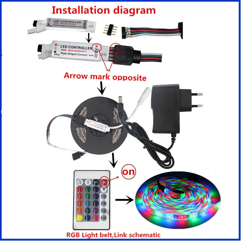 Waterproof RGB led strip neon light warm white blue red green LED ribbon Flexible light strip tape adapter 12v