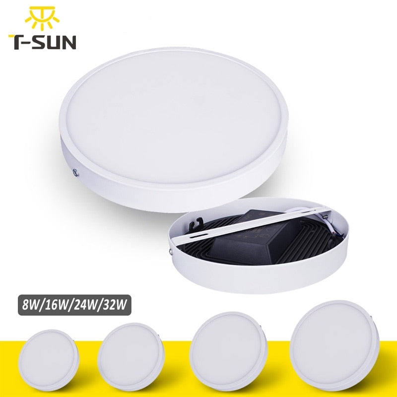 T-SUNRISE Ultra-thin LED Panel Downlight Panel Light Round Square LED Ceiling Recessed Surface Mounted LED lamp 8W/16W/24W/32W