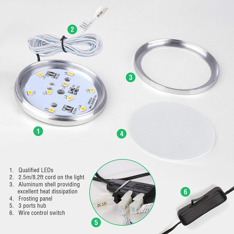 3 PCS LED Under Cabinet Light Dimmable Cupboard Kitchen Furniture Lights LED Puck light home Decoration wardrobe night lamps