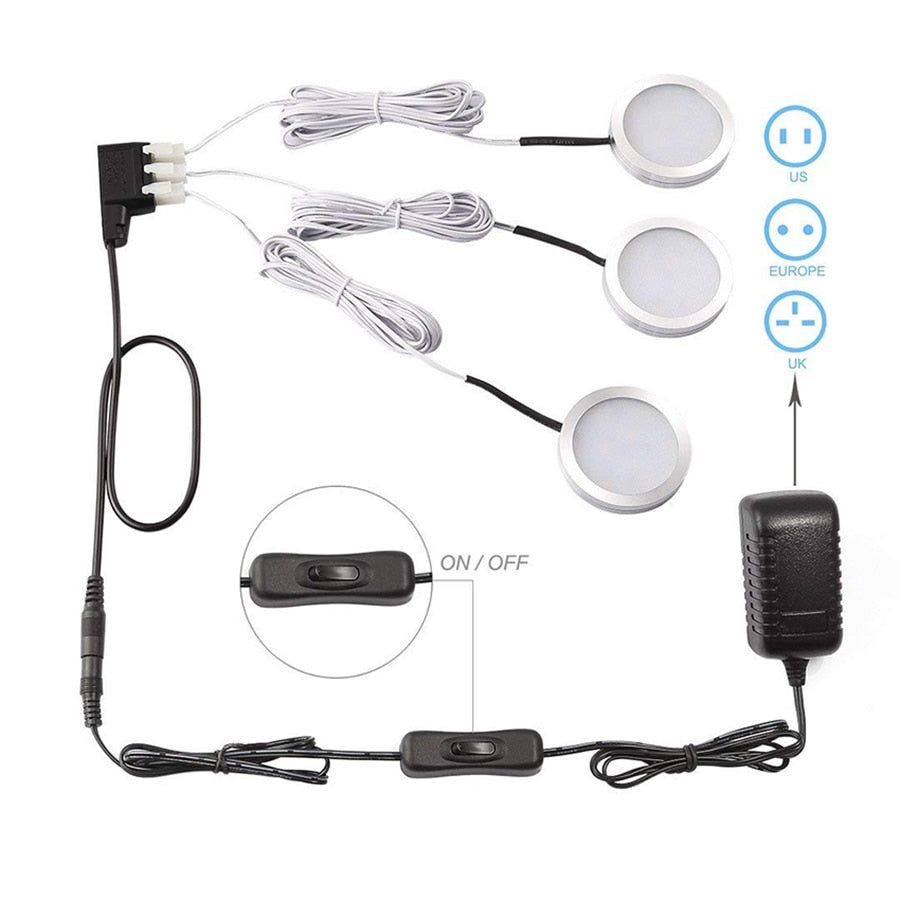 3 PCS LED Under Cabinet Light Dimmable Cupboard Kitchen Furniture Lights LED Puck light home Decoration wardrobe night lamps