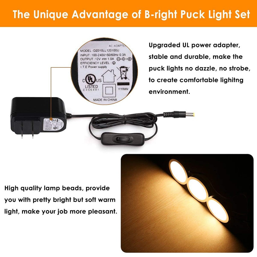 3 PCS LED Under Cabinet Light Dimmable Cupboard Kitchen Furniture Lights LED Puck light home Decoration wardrobe night lamps