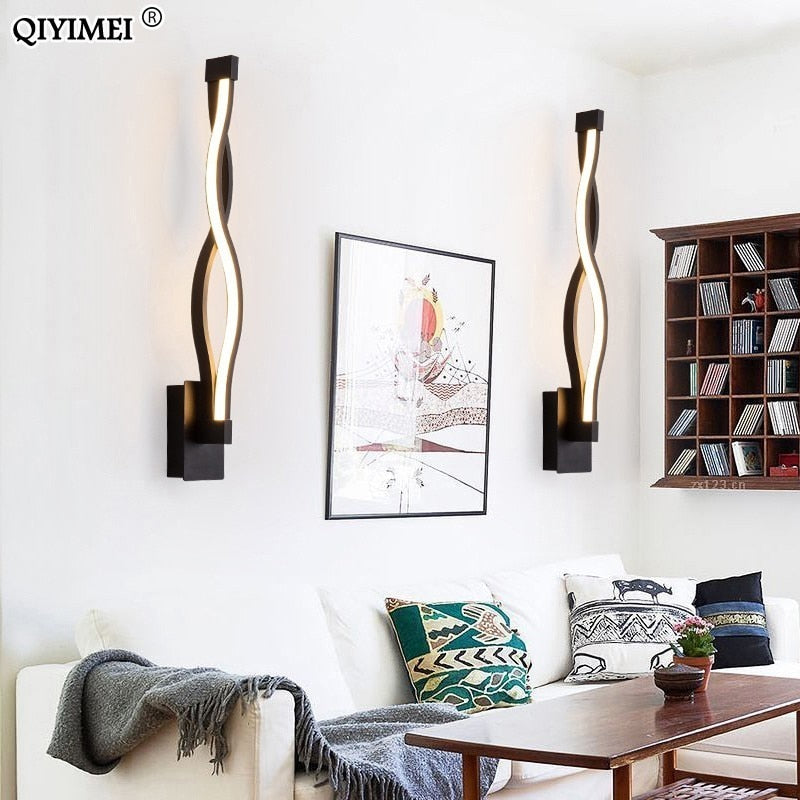 Modern Minimalist Wall Lamps Living Room Bedroom Bedside 16W AC96V-260V LED Sconce black white Lamp Aisle Lighting decoration