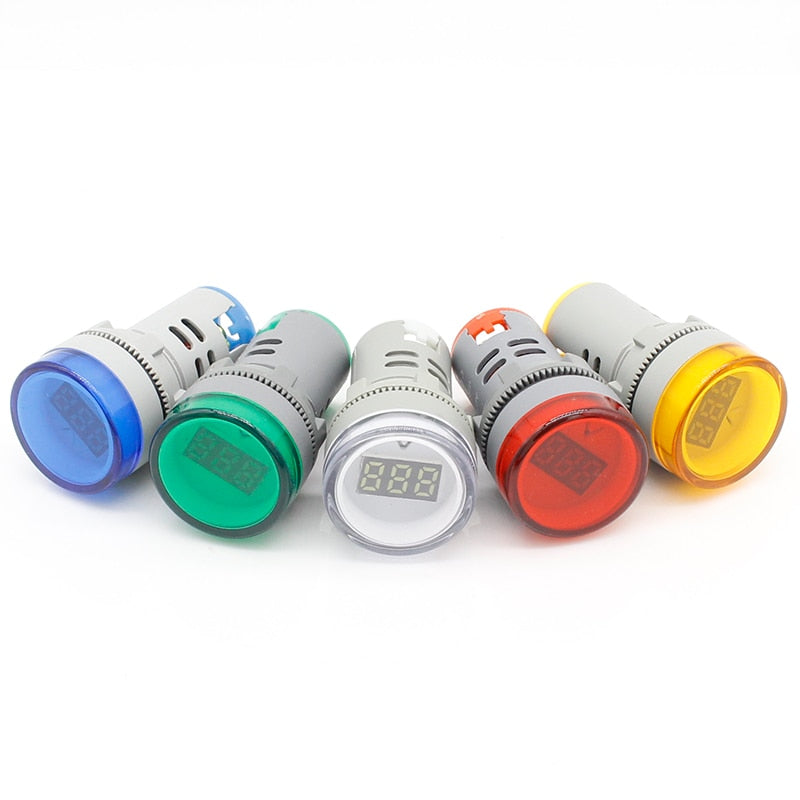 22MM AC 60-500V LED Voltmeter voltage meter indicator pilot light Red Yellow Green white Blue