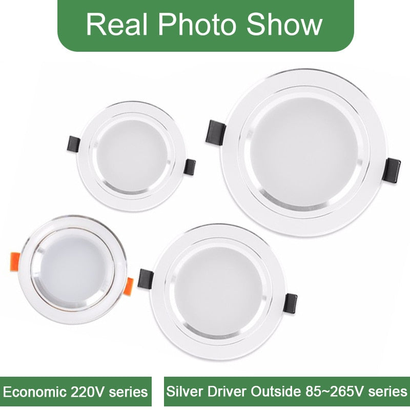 Kaguyahime LED Downlight 3W 5W 9W 15W 18W Silver White Ultra Thin Downlight AC110V 220V 240V Round Recessed LED Spot Lighting