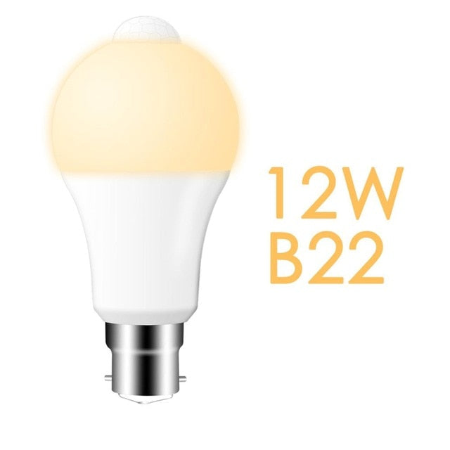 LED PIR Motion Sensor Lamp 220V 110V Dusk to Dawn Light Bulb E27 B22 IP42 with Sensor Smart light bulb 12W 18W Day Night light