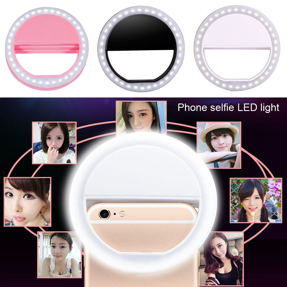 3 Switch Adjust Brightness Mobile Phone Selfie Makeup LED Ring Flash Light Camera Photography No UV / IR