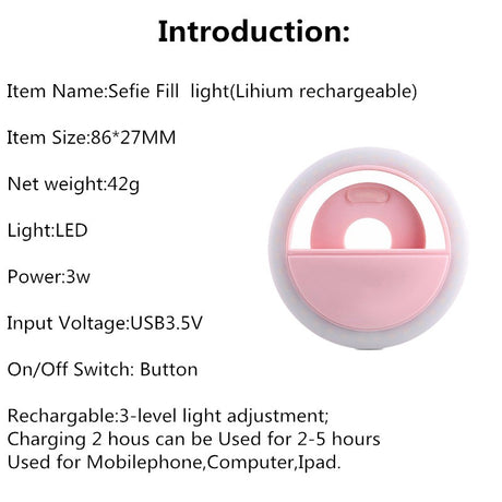 Universal Selfie LED Ring Flash Light Portable Phone 36 LEDS Selfie Lamp Luminous Ring Clip For iPhone 8 7 6 Plus Samsung