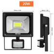 10W 20W 30W 50W LED Flood Light Motion Sensor Waterproof AC110-220V LED PIR Floodlight Reflector Projector Outdoor Spotlight