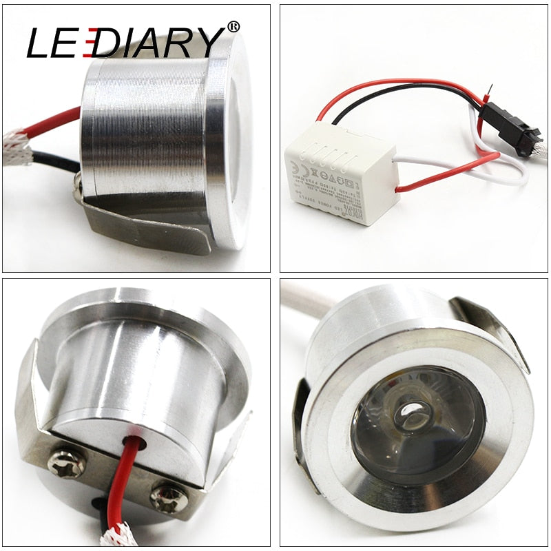 LEDIARY 1W Mini LED Downlight Spotlights Warm/Cold White LED Lamp 100V-240V 1inch 27mm Cut Hole Under Cabinet Lighting Fixtures