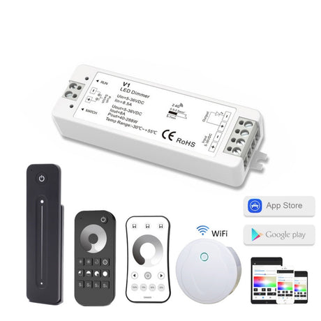 LED Dimmer Switch 12V 24V PWM 2.4G LED Touch RF Wireless Remote 5V 36V Smart Wifi Dimmer Controller for Single Color LED Strip