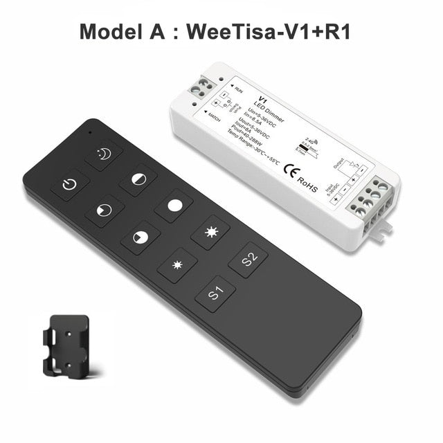 LED Dimmer Switch PWM Wireless RF 2.4G 4-Zone Touch Remote Smart Home Wifi Relay DC12V 24V Controller for Single Color LED Strip