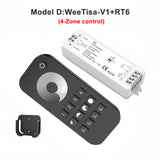 LED Dimmer Switch PWM Wireless RF 2.4G 4-Zone Touch Remote Smart Home Wifi Relay DC12V 24V Controller for Single Color LED Strip