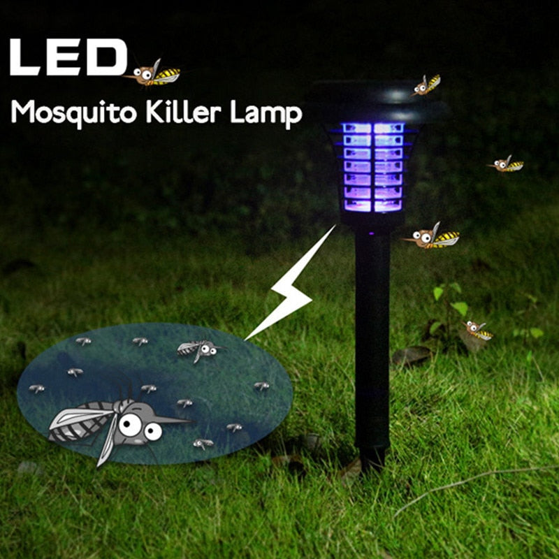 Solar LED Mosquito Repellent Killer Lamp Outdoor Mosquito Pest Fly Bug Insect Zapper Killer Trap Lamp For Garden Yard Lawn