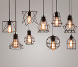 Modern cage pendant light iron minimalist retro Scandinavian loft pyramid pendant lamp metal Hanging Lamp E27 Indoor ZDD0011
