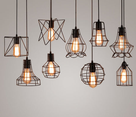 Modern cage pendant light iron minimalist retro Scandinavian loft pyramid pendant lamp metal Hanging Lamp E27 Indoor ZDD0011