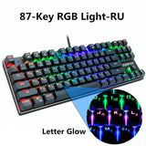 Gaming Mechanical Keyboard Blue Red Switch 87key Anti-ghosting RGB/Mix Backlit LED USB RU/US Wired Keyboard For Gamer PC Laptop