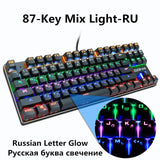 Gaming Mechanical Keyboard Blue Red Switch 87key Anti-ghosting RGB/Mix Backlit LED USB RU/US Wired Keyboard For Gamer PC Laptop