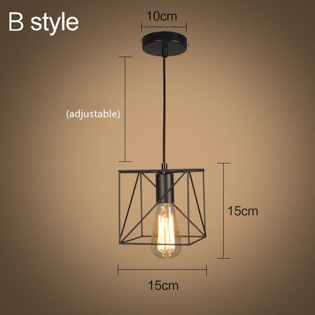 Modern cage pendant light iron minimalist retro Scandinavian loft pyramid pendant lamp metal Hanging Lamp E27 Indoor ZDD0011