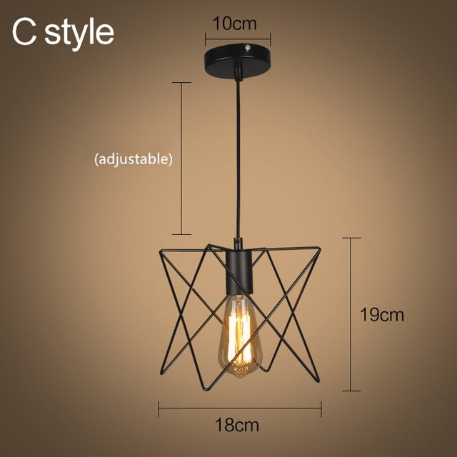 Modern cage pendant light iron minimalist retro Scandinavian loft pyramid pendant lamp metal Hanging Lamp E27 Indoor ZDD0011