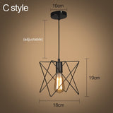 Modern cage pendant light iron minimalist retro Scandinavian loft pyramid pendant lamp metal Hanging Lamp E27 Indoor ZDD0011