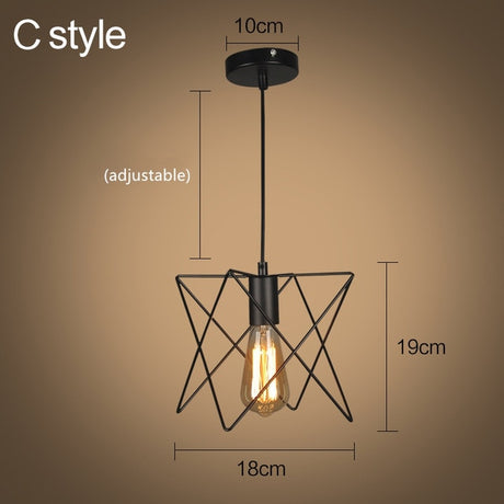 Modern cage pendant light iron minimalist retro Scandinavian loft pyramid pendant lamp metal Hanging Lamp E27 Indoor ZDD0011