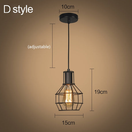 Modern cage pendant light iron minimalist retro Scandinavian loft pyramid pendant lamp metal Hanging Lamp E27 Indoor ZDD0011