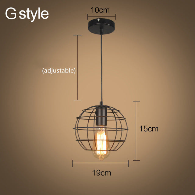 Modern cage pendant light iron minimalist retro Scandinavian loft pyramid pendant lamp metal Hanging Lamp E27 Indoor ZDD0011