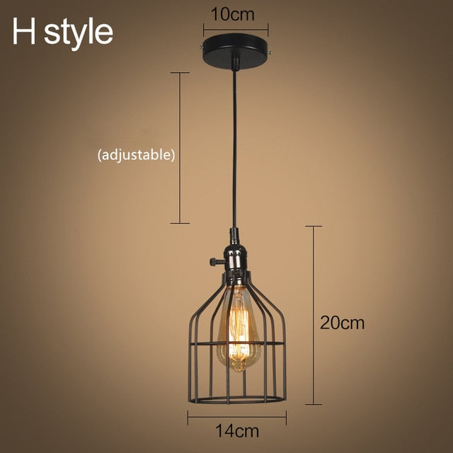 Modern cage pendant light iron minimalist retro Scandinavian loft pyramid pendant lamp metal Hanging Lamp E27 Indoor ZDD0011
