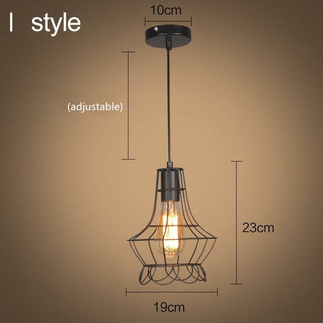Modern cage pendant light iron minimalist retro Scandinavian loft pyramid pendant lamp metal Hanging Lamp E27 Indoor ZDD0011
