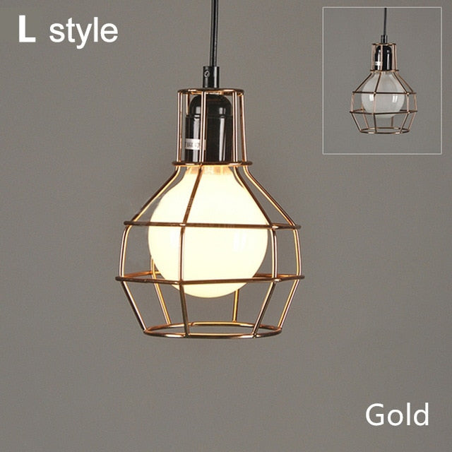 Modern cage pendant light iron minimalist retro Scandinavian loft pyramid pendant lamp metal Hanging Lamp E27 Indoor ZDD0011
