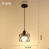 Modern cage pendant light iron minimalist retro Scandinavian loft pyramid pendant lamp metal Hanging Lamp E27 Indoor ZDD0011