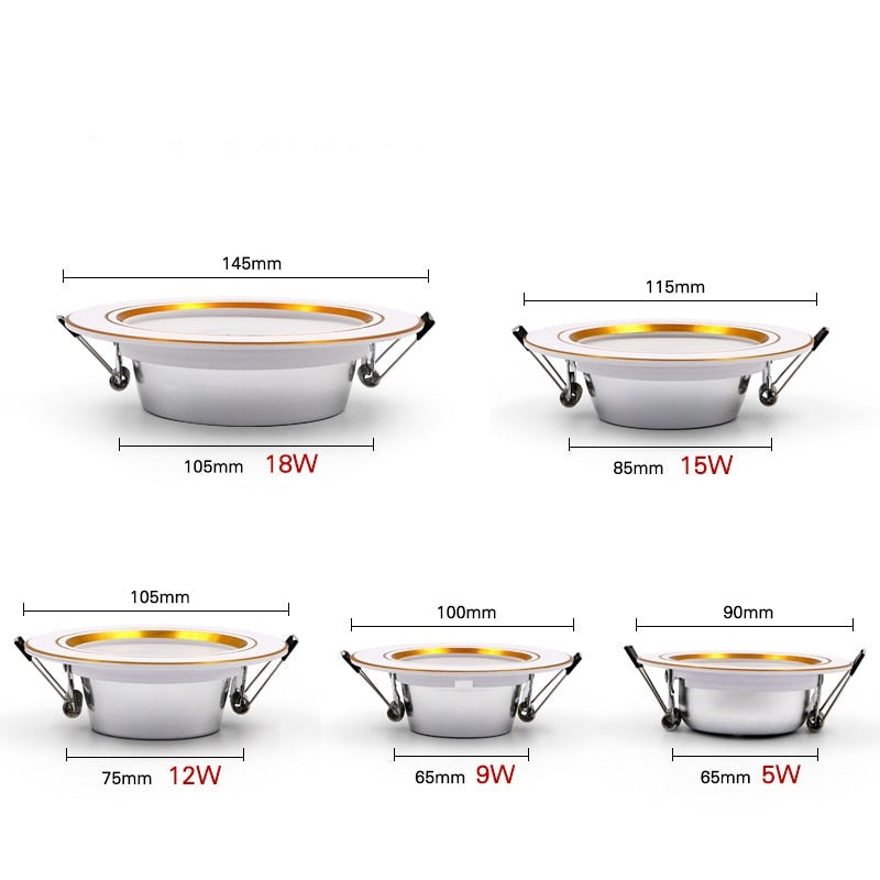 LED Downlight Ceiling Warm white/Cold white 5W 9W 12W 15W 18W led Ceiling lamp AC 220V 230V 240V New type Downlight