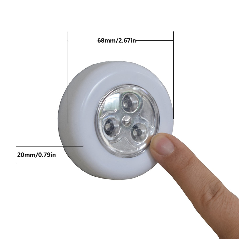 4 Colors 3 LED Closet Under Cabinet Lamp AAA Battery Powered Wireless Touch Switch Kitchen Wall Car Night Light for Car Boot