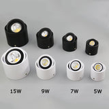 Dimmable Surface Mounted LED COB Downlight White/Black AC85-265V 360 Degree Rotating LED Spot Light 15W 9W 7W 5W Ceiling lamp