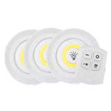 Battery Operated Dimmable LED Under Cabinet Light COB LED Puck Lights Closets Lights with Remote Control for Wardrobe Bathroom