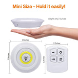 Battery Operated Dimmable LED Under Cabinet Light COB LED Puck Lights Closets Lights with Remote Control for Wardrobe Bathroom