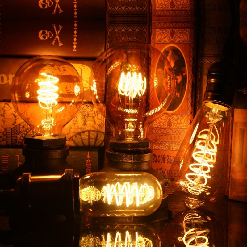 Spiral Light LED Filament Bulb 4W E27 Retro Vintage Lamps Decorative Lighting Dimmable Edison Lamp