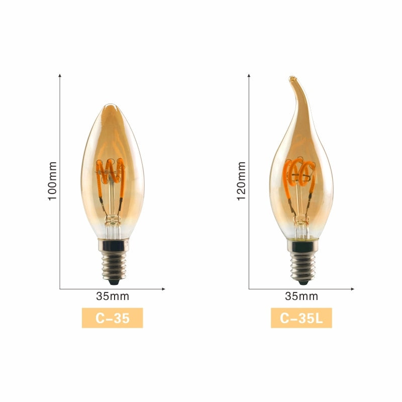 Spiral Light LED Filament Bulb 4W E27 Retro Vintage Lamps Decorative Lighting Dimmable Edison Lamp