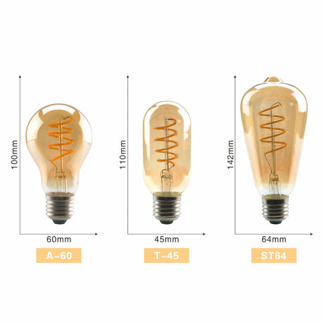 Spiral Light LED Filament Bulb 4W E27 Retro Vintage Lamps Decorative Lighting Dimmable Edison Lamp