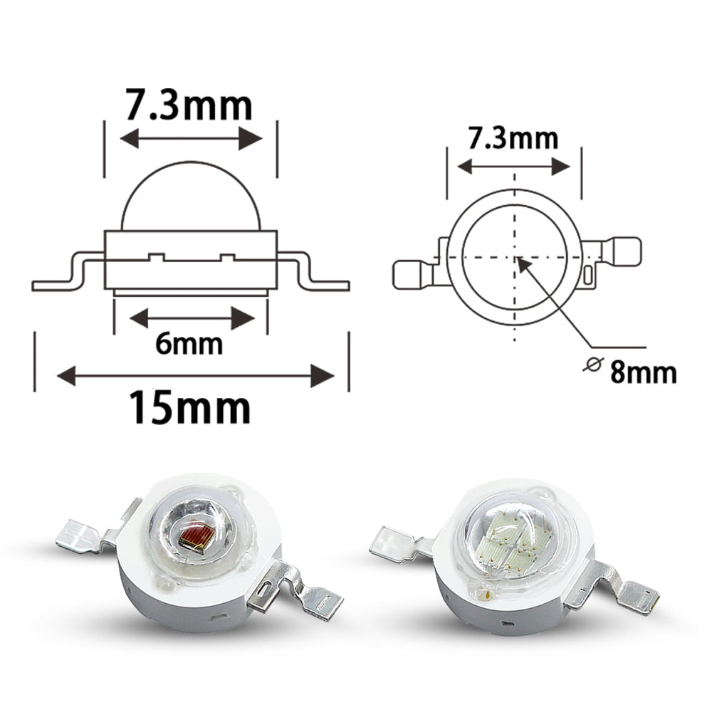 LED Chips High Power 1W 3W 5W White Blue Green Yellow Red Pink Amber Cyan Orange 30mil 45mil Lamp Matrix Bulb light DIY