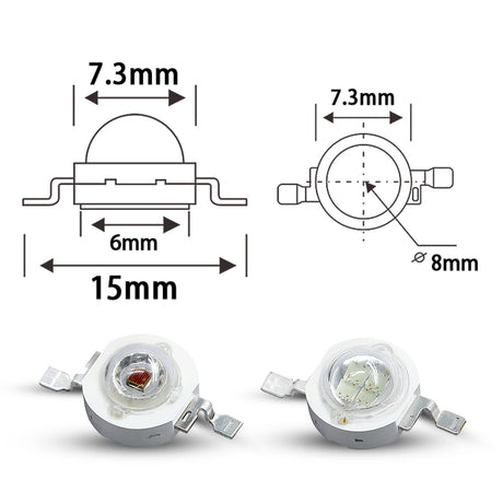 LED Chips High Power 1W 3W 5W White Blue Green Yellow Red Pink Amber Cyan Orange 30mil 45mil Lamp Matrix Bulb light DIY