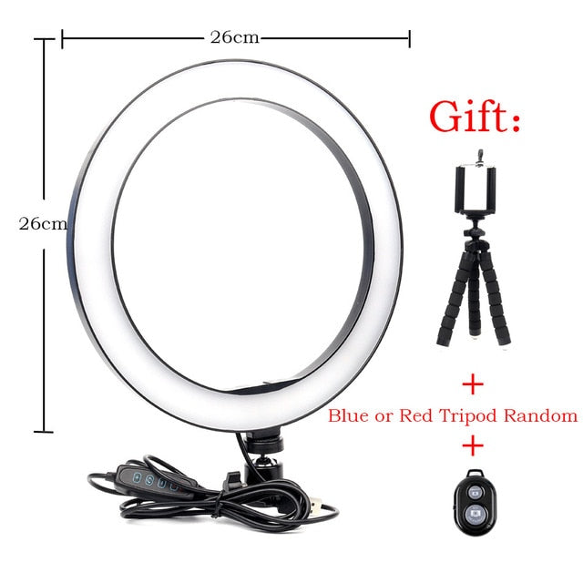 16/26cm Dimmable LED Selfie Ring Light Youtobe Photography Studio Phone Video With MiNi Tripod USB Plug live streaming Ring Lamp