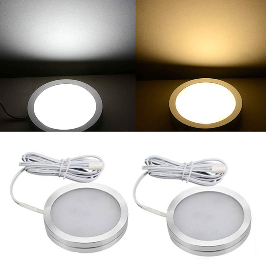 Dimmable 2.5W DC12V LED Under Cabinet Closet Light Aluminum LED Display Case Lights For Kitchen Counter Cupboard Puck Lights
