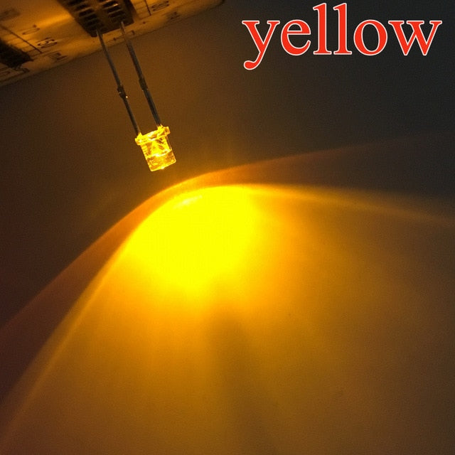 Top White Red Yellow Blue Green Pink diode Led Wide Angle light emitting Diodes lamp Ultra Bright Bulb 100pcs F3 3mm 2pins